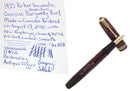 1935 PARKER BURGUNDY PEARL DOUBLE JEWEL VACUMATIC OVERSIZE FOUNTAIN PEN RESTORED OFFERED BY ANTIQUE DIGGER