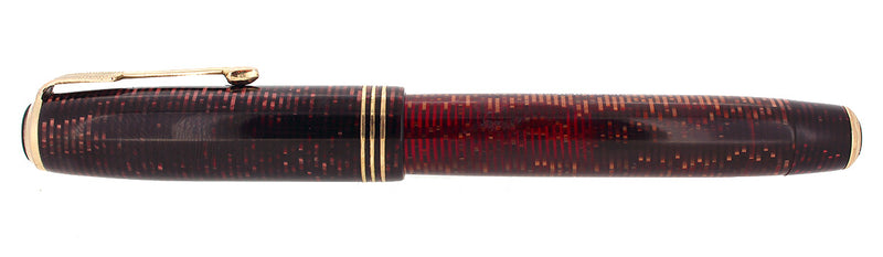 1935 PARKER BURGUNDY PEARL DOUBLE JEWEL VACUMATIC OVERSIZE FOUNTAIN PEN RESTORED OFFERED BY ANTIQUE DIGGER