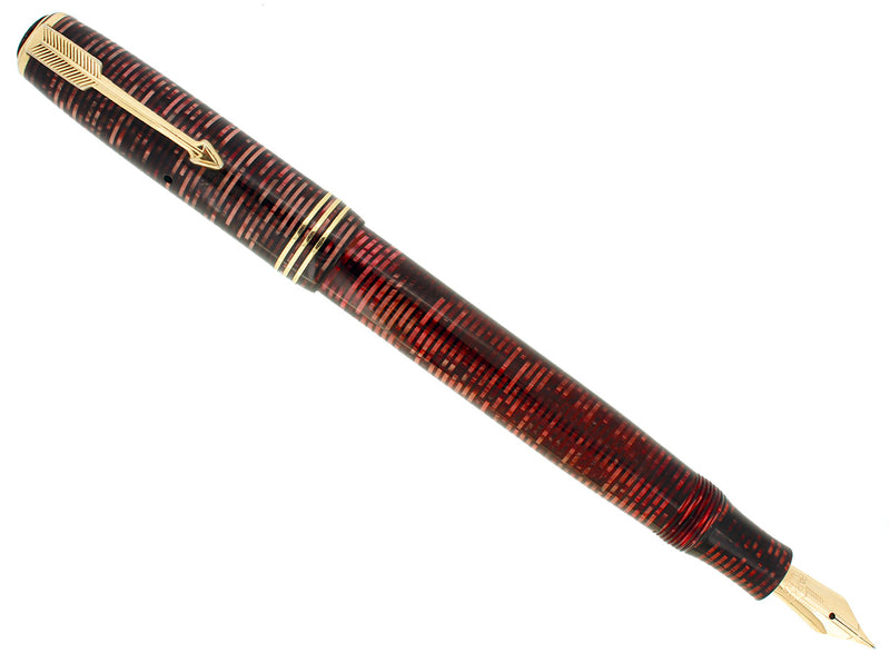 1935 PARKER VACUMATIC BURGUNDY PEARL STANDARD SIZE FOUNTAIN PEN RESTORED OFFERED BY ANTIQUE DIGGER