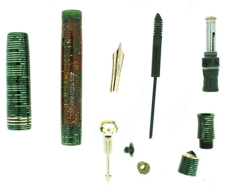 1935 PARKER EMERALD PEARL STANDARD VACUMATIC DOUBLE JEWEL FOUNTAIN PEN RESTORED OFFERED BY ANTIQUE DIGGER