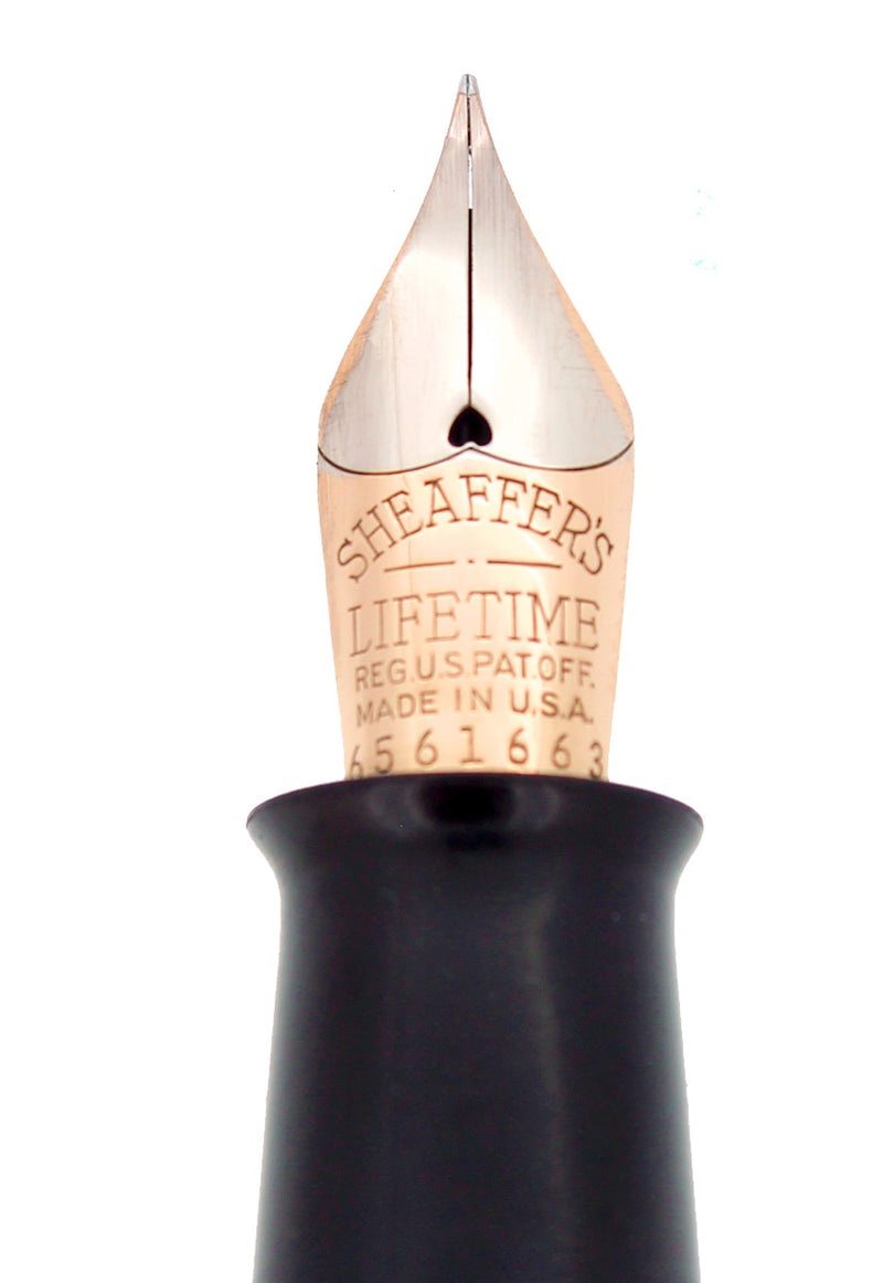 CIRCA 1935 SHEAFFER OVERSIZE EBONITE PEARL BALANCE FOUNTAIN PEN RESTORED OFFERED BY ANTIQUE DIGGER