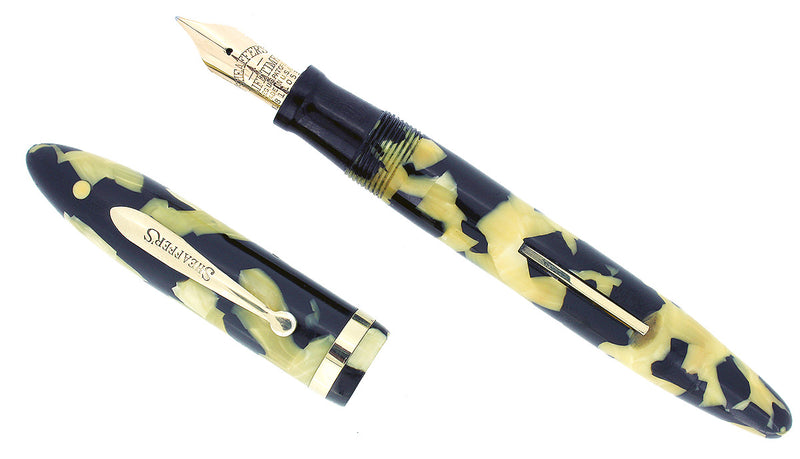 CIRCA 1935 SHEAFFER OVERSIZE BLACK & PEARL BALANCE FOUNTAIN PEN RESTORED NEAR MINT OFFERED BY ANTIQUE DIGGER