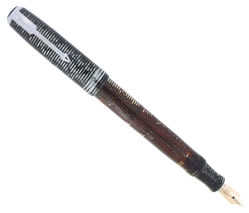 1935 PARKER VACUMATIC DOUBLE JEWEL SILVER PEARL FOUNTAIN PEN RESTORED OFFERED BY ANTIQUE DIGGER