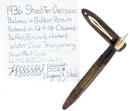 1936 SHEAFFER OVERSIZE GOLDEN PEARL BALANCE FOUNTAIN PEN RESTORED NEAR MINT OFFERED BY ANTIQUE DIGGER