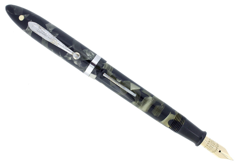 CIRCA 1936 SHEAFFER STANDARD SIZE GRAY MARBLED BALANCE FOUNTAIN PEN RESTORED OFFERED BY ANTIQUE DIGGER