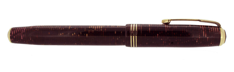 1936 PARKER BURGUNDY PEARL DOUBLE JEWEL STANDARD VACUMATIC FOUNTAIN PEN RESTORED OFFERED BY ANTIQUE DIGGER