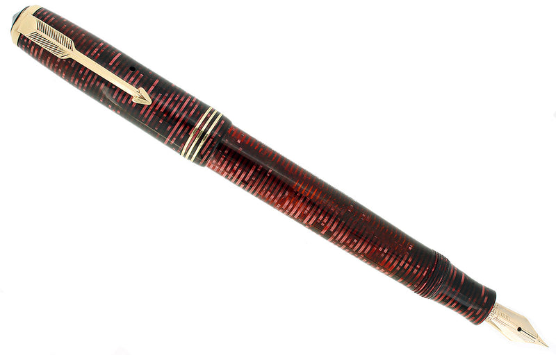 1936 PARKER BURGUNDY PEARL STANDARD VACUMATIC DOUBLE JEWEL FOUNTAIN PEN RESTORED OFFERED BY ANTIQUE DIGGER