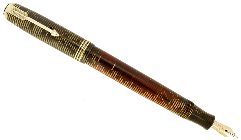 1936 PARKER GOLDEN PEARL STANDARD VACUMATIC DOUBLE JEWEL FOUNTAIN PEN RESTORED OFFERED BY ANTIQUE DIGGER