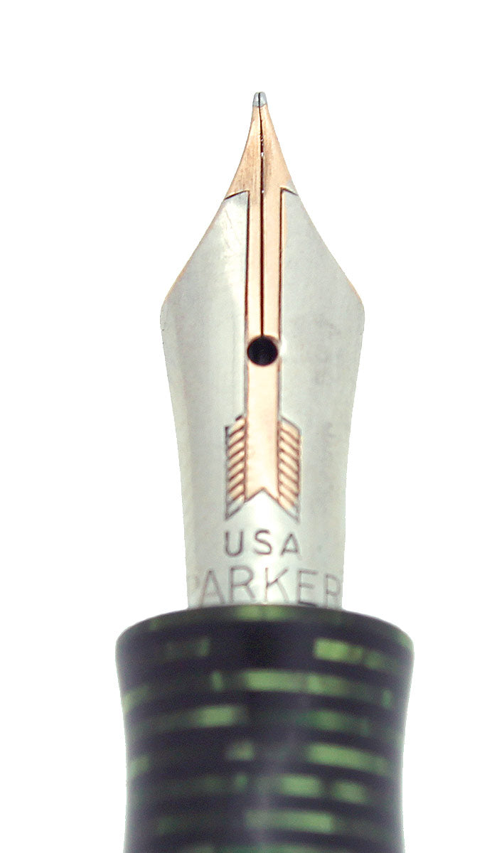 1936 PARKER EMERALD PEARL STANDARD VACUMATIC FOUNTAIN PEN CLEAN TRIM RESTORED OFFERED BY ANTIQUE DIGGER