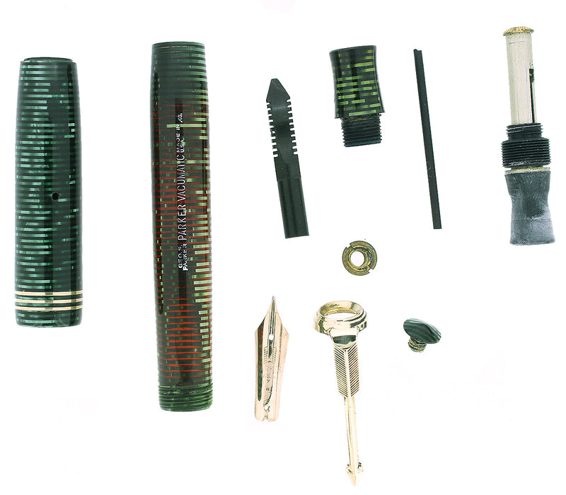 1936 PARKER EMERALD PEARL VACUMATIC STANDARD DOUBLE JEWEL FOUNTAIN PEN RESTORED OFFERED BY ANTIQUE DIGGER