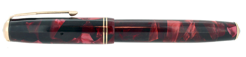 1936 PARKER VACUMATIC MOTTLED BURGUNDY DOUBLE JEWEL FOUNTAIN PEN RESTORED OFFERED BY ANTIQUE DIGGER