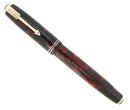 1936 PARKER VACUMATIC MOTTLED BURGUNDY DOUBLE JEWEL FOUNTAIN PEN RESTORED OFFERED BY ANTIQUE DIGGER