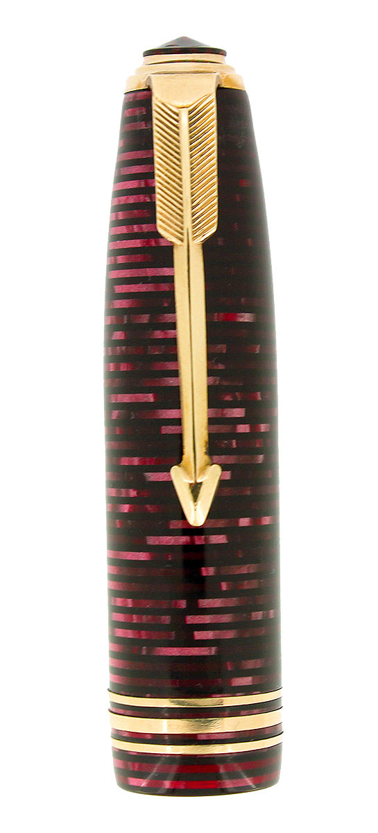1936 PARKER SENIOR BURGUNDY PEARL FOUNTAIN PEN CAP PART RARE NEAR MINT RESTORED OFFERED BY ANTIQUE DIGGER