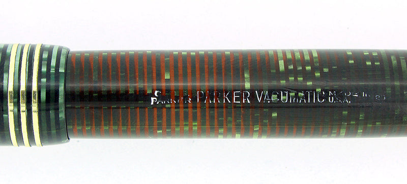 1936 PARKER EMERALD PEARL STANDARD VACUMATIC DOUBLE JEWEL FOUNTAIN PEN RESTORED OFFERED BY ANTIQUE DIGGER