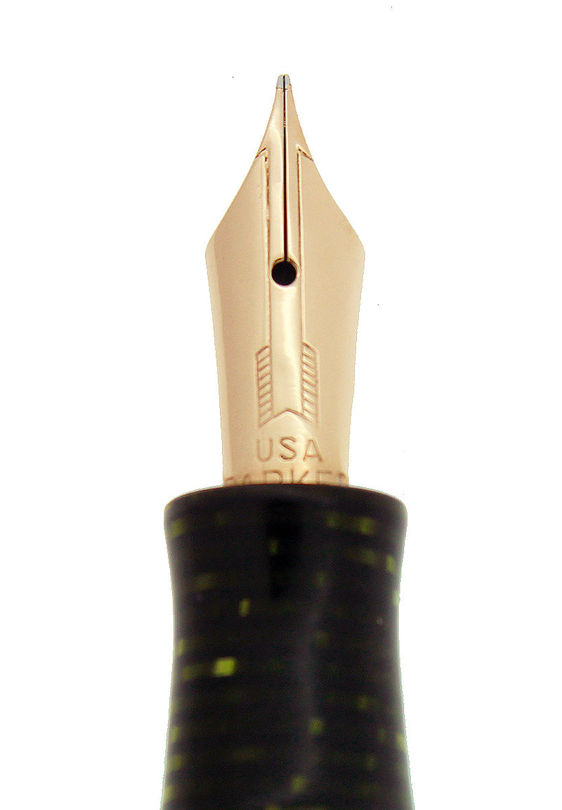 1936 PARKER EMERALD PEARL STANDARD VACUMATIC DOUBLE JEWEL FOUNTAIN PEN RESTORED OFFERED BY ANTIQUE DIGGER