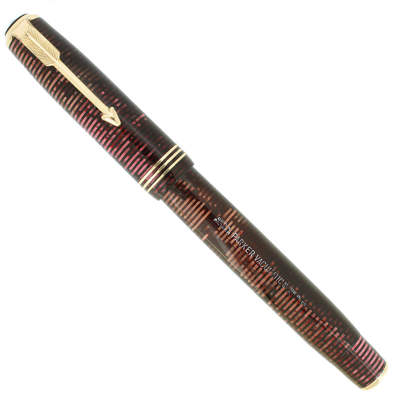 936 PARKER STANDARD VACUMATIC BURGUNDY PEARL DOUBLE JEWEL FOUNTAIN PEN RESTORED OFFERED BY ANTIQUE DIGGER