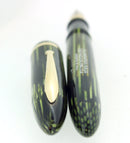 C1936 SHEAFFER ADMIRAL BALANCE MARINE GREEN STRIATED XF-BBB FLEX NIB FOUNTAIN PEN RESTORED OFFERED BY ANTIQUE DIGGER