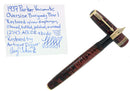 1937 PARKER BURGUNDY PEARL DOUBLE JEWEL VACUMATIC OVERSIZE FOUNTAIN PEN RESTORED OFFERED BY ANTIQUE DIGGER