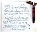 RESTORED 1937 PARKER BURGUNDY PEARL DOUBLE JEWEL VACUMATIC OVERSIZE FOUNTAIN PEN OFFERED BY ANTIQUE DIGGER