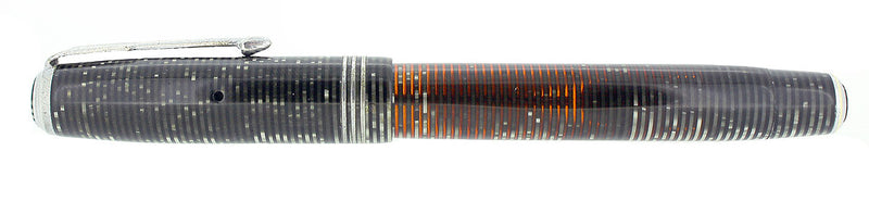 1937 PARKER SILVER PEARL STANDARD VACUMATIC DOUBLE JEWEL FOUNTAIN PEN RESTORED OFFERED BY ANTIQUE DIGGER