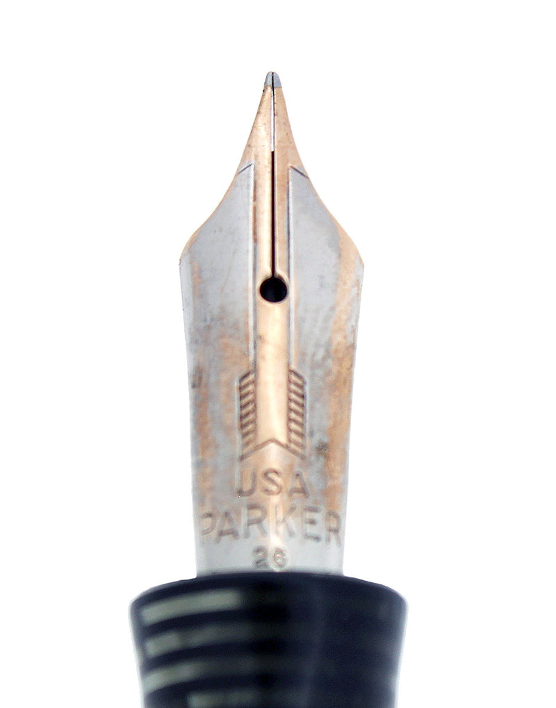 1937 PARKER SILVER PEARL STANDARD VACUMATIC DOUBLE JEWEL FOUNTAIN PEN RESTORED OFFERED BY ANTIQUE DIGGER