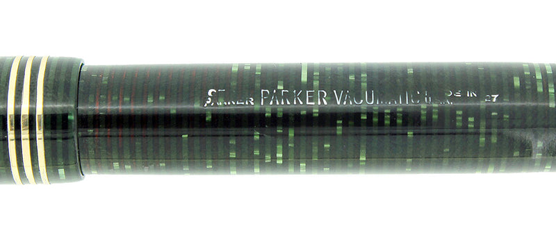 1937 PARKER EMERALD PEARL STANDARD VACUMATIC DOUBLE JEWEL FOUNTAIN PEN RESTORED OFFERED BY ANTIQUE DIGGER