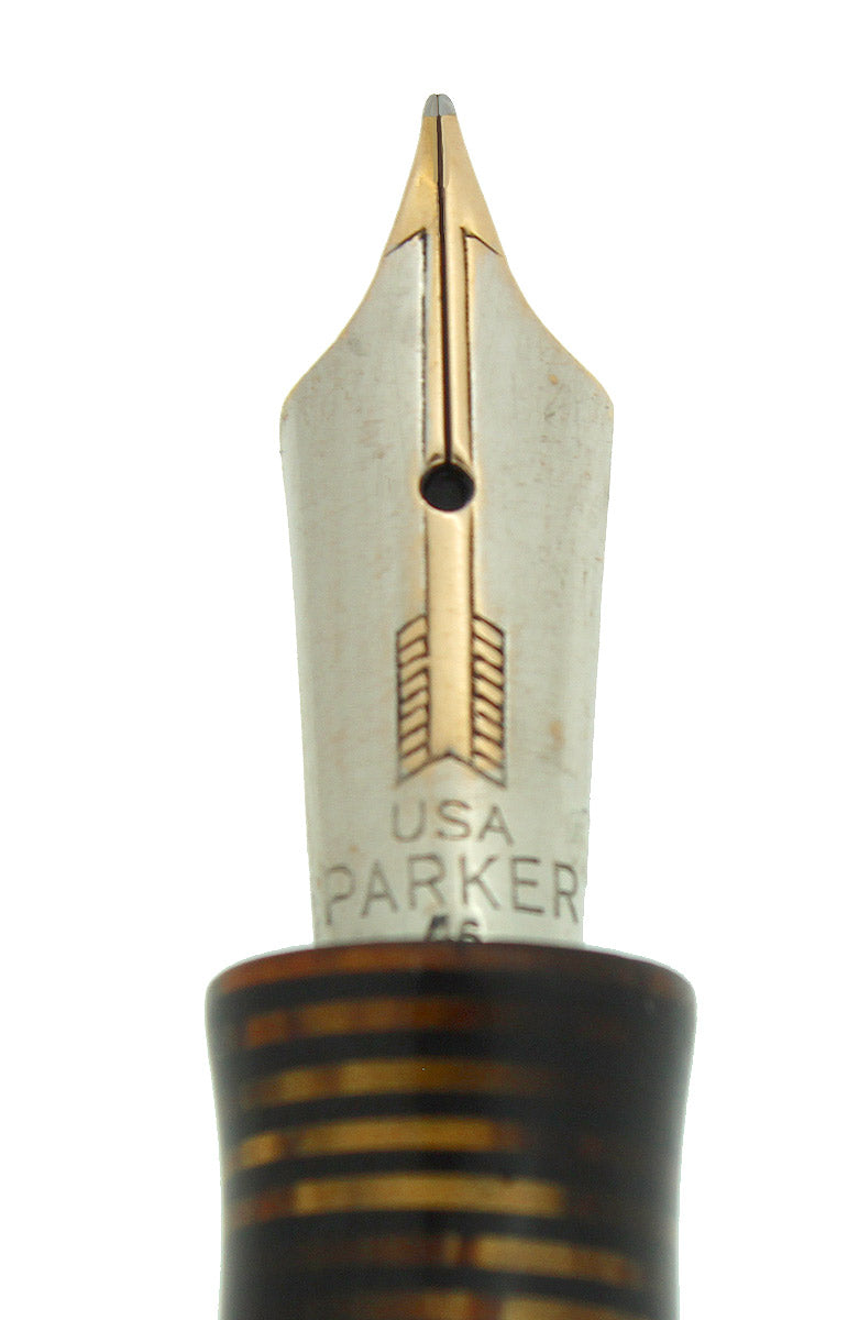 1937 PARKER GOLDEN PEARL STANDARD VACUMATIC DOUBLE JEWEL FOUNTAIN PEN RESTORED OFFERED BY ANTIQUE DIGGER