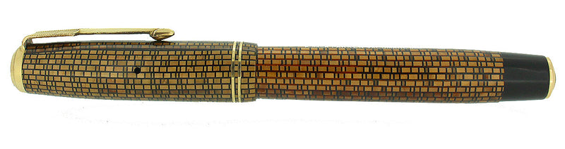 1936 PARKER GOLDEN WEB DOUBLE JEWEL VACUMATIC FOUNTAIN PEN RESTORED OFFERED BY ANTIQUE DIGGER