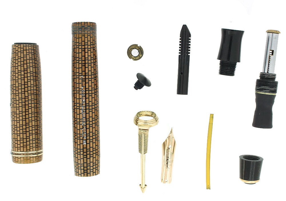 1937 PARKER GOLDEN WEB DOUBLE JEWEL VACUMATIC FOUNTAIN PEN M-B