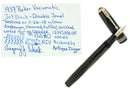 1937 PARKER JET BLACK STANDARD VACUMATIC DOUBLE JEWEL FOUNTAIN PEN RESTORED OFFERED BY ANTIQUE DIGGER