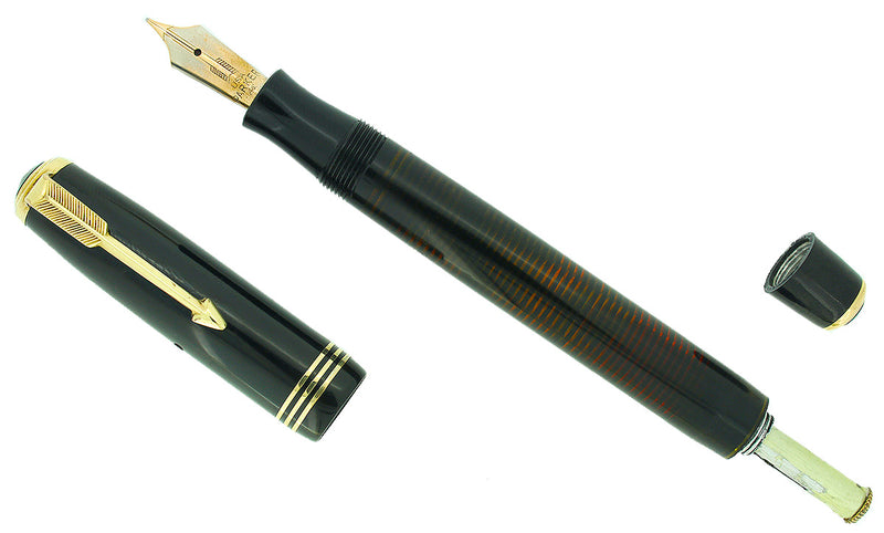 1937 PARKER JET BLACK STANDARD VACUMATIC DOUBLE JEWEL FOUNTAIN PEN RESTORED OFFERED BY ANTIQUE DIGGER