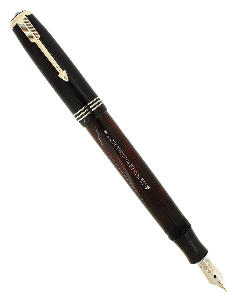 1937 PARKER STANDARD JET BLACK VACUMATIC DOUBLE JEWEL FOUNTAIN PEN RESTORED OFFERED BY ANTIQUE DIGGER