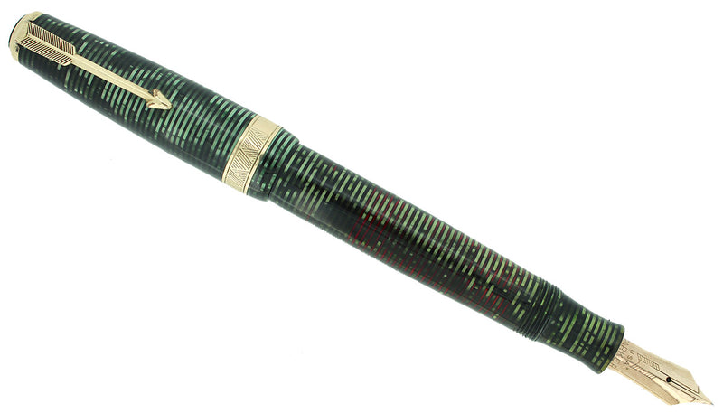 1937 PARKER EMERALD PEARL SENIOR MAXIMA VACUMATIC DJ FOUNTAIN PEN RESTORED OFFERED BY ANTIQUE DIGGER
