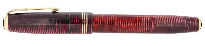 1937 PARKER BURGUNDY PEARL DOUBLE JEWEL VACUMATIC OVERSIZE FOUNTAIN PEN RESTORED OFFERED BY ANTIQUE DIGGER