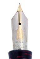 1937 PARKER BURGUNDY PEARL DOUBLE JEWEL VACUMATIC OVERSIZE FOUNTAIN PEN RESTORED OFFERED BY ANTIQUE DIGGER