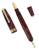 1937 PARKER VACUMATIC BURGUNDY PEARL SLENDER MAXIMA DOUBLE JEWEL FOUNTAIN PEN RESTORED OFFERED BY ANTIQUE DIGGER