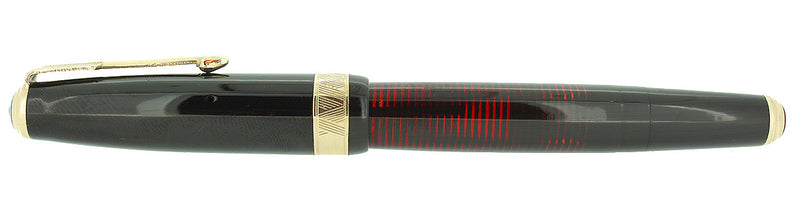 1937 PARKER JET BLACK SLENDER MAXIMA VACUMATIC DOUBLE JEWEL FOUNTAIN PEN RESTORED OFFERED BY ANTIQUE DIGGER