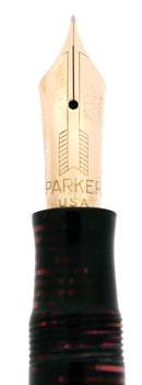 1937 PARKER BURGUNDY PEARL SLENDER MAXIMA VACUMATIC DOUBLE JEWEL FOUNTAIN PEN RESTORED OFFERED BY ANTIQUE DIGGER