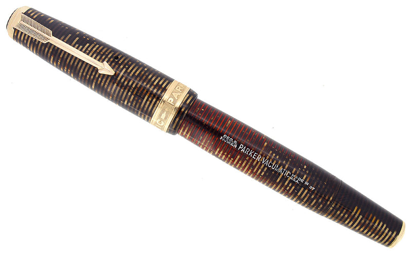RARE 1937 PARKER SENIOR MAXIMA PARKER VACUMATIC CAP BAND FOUNTAIN PEN RESTORED OFFERED BY ANTIQUE DIGGER