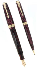 1937 PARKER BURGUNDY PEARL SENIOR MAXIMA VACUMATIC FOUNTAIN PEN & PENCIL SET RESTORED OFFERED BY ANTIQUE DIGGER