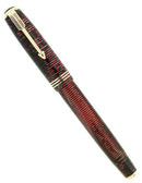 1937 PARKER STANDARD VACUMATIC BURGUNDY PEARL DOUBLE JEWEL FOUNTAIN PEN RESTORED OFFERED BY ANTIQUE DIGGER