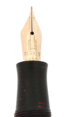 1937 PARKER STANDARD VACUMATIC BURGUNDY PEARL DOUBLE JEWEL FOUNTAIN PEN RESTORED OFFERED BY ANTIQUE DIGGER