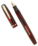 C1937 SHEAFFER WASP BURGUNDY WAVE & BLACK MARBLE FOUNTAIN PEN RESTORED OFFERED BY ANTIQUE DIGGER