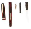C1937 SHEAFFER WASP BURGUNDY WAVE & BLACK MARBLE FOUNTAIN PEN RESTORED OFFERED BY ANTIQUE DIGGER