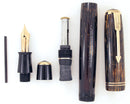RESTORED 1938 PARKER GOLD BROWN DOUBLE JEWEL VACUMATIC SHADOW WAVE FOUNTAIN PEN  OFFERED BY ANTIQUE DIGGER
