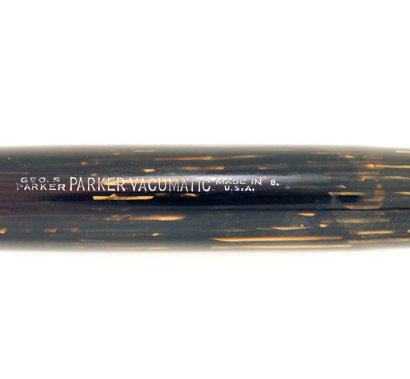 RESTORED 1938 PARKER GOLD BROWN DOUBLE JEWEL VACUMATIC SHADOW WAVE FOUNTAIN PEN  OFFERED BY ANTIQUE DIGGER