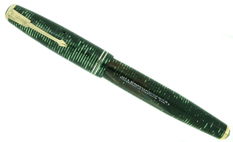 1940 PARKER EMERALD PEARL VACUMATIC DOUBLE JEWEL FOUNTAIN PEN RESTORED OFFERED BY ANTIQUE DIGGER