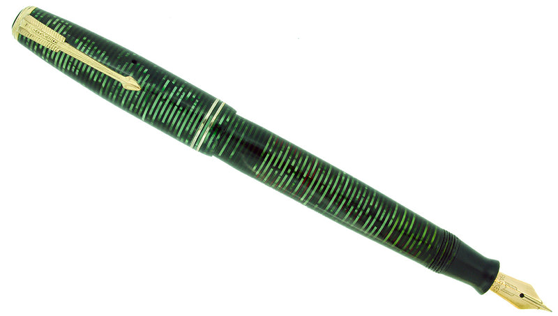 1940 PARKER EMERALD PEARL VACUMATIC DOUBLE JEWEL FOUNTAIN PEN RESTORED OFFERED BY ANTIQUE DIGGER