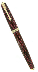 1938 PARKER BURGUNDY PEARL MAJOR VACUMATIC DOUBLE JEWEL FOUNTAIN PEN RESTORED OFFERED BY ANTIQUE DIGGER