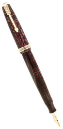 1938 PARKER BURGUNDY PEARL MAJOR VACUMATIC DOUBLE JEWEL FOUNTAIN PEN RESTORED OFFERED BY ANTIQUE DIGGER
